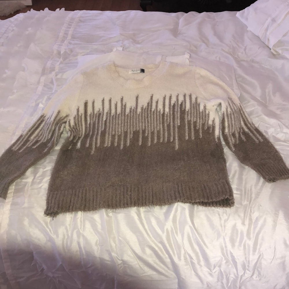 Jon & Anna cream brown soft sweater sz 2X